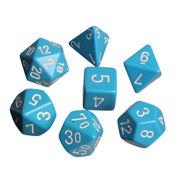 Opaque Light Blue White - Polyhedral Rollespils Terning Sæt - Chessex
